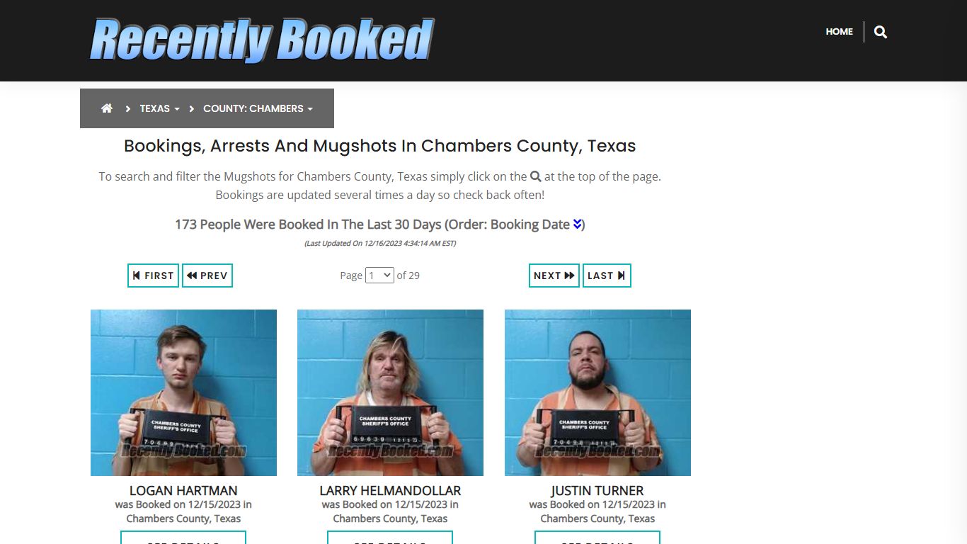 Bookings, Arrests and Mugshots in Chambers County, Texas